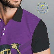 Load image into Gallery viewer, Funny argyle pattern Skull Golf Polo Shirts for men Custom mens golf attire, cool golf gifts | Purple NQS10657