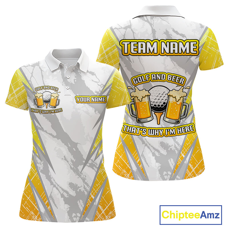 Golf and beer That's why I'm here Funny Women golf polo shirts Custom Team Golf shirt for ladies NQS10133