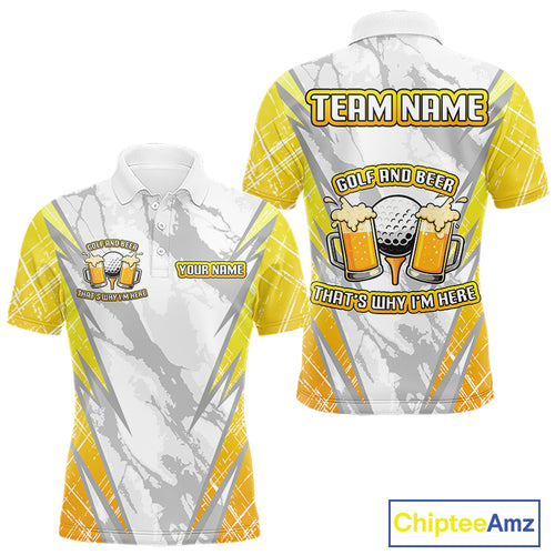 Golf and beer That's why I'm here Funny Men golf polo shirts Custom Team Golf beer shirt for men NQS10133