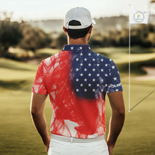 Load image into Gallery viewer, Custom Smoke American Flag Patriotic Golf Polo Shirt For Men, Personalized Mens Golf top NQS10497