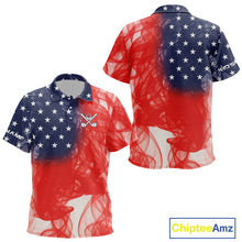 Load image into Gallery viewer, Custom Smoke American Flag Patriotic Golf Polo Shirt For Kid, Personalized Kid Golf top NQS10497
