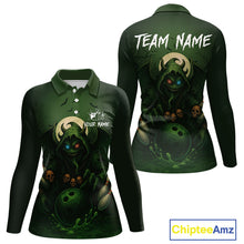 Load image into Gallery viewer, Personalized Green Reaper Skull Halloween Bowling Shirt For Women Custom Skull Bowling Team jersey NQS10311