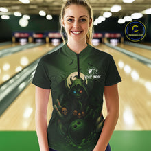 Load image into Gallery viewer, Personalized Green Reaper Skull Halloween Bowling Shirt For Women Custom Skull Bowling Team jersey NQS10311