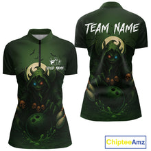 Load image into Gallery viewer, Personalized Green Reaper Skull Halloween Bowling Shirt For Women Custom Skull Bowling Team jersey NQS10311