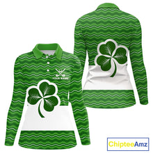 Load image into Gallery viewer, Green shamrock Lucky Women polo golf shirts Custom St Patrick Day team golf jerseys NQS10508
