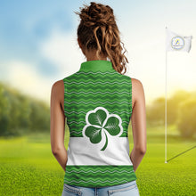 Load image into Gallery viewer, Green shamrock Lucky Sleeveless Polo golf shirts Custom St Patrick Day team golf jerseys NQS10508
