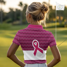 Load image into Gallery viewer, Pink ribbon Women polo golf shirts Custom Breast cancer awareness team golf attire for ladies NQS10509