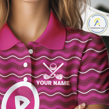 Pink ribbon Women polo golf shirts Custom Breast cancer awareness team golf attire for ladies NQS10509