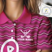 Load image into Gallery viewer, Pink ribbon Women polo golf shirts Custom Breast cancer awareness team golf attire for ladies NQS10509