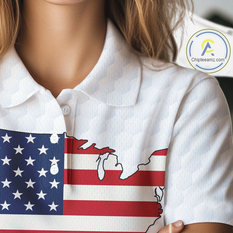 Personalized American Flag Women golf polo shirts Custom Patriotic Golf outfit For ladies NQS10183