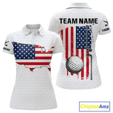 Load image into Gallery viewer, Personalized American Flag Women golf polo shirts Custom Patriotic Golf outfit For ladies NQS10183