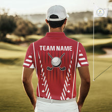 Load image into Gallery viewer, Red and White maple leaf Canadian Men golf polo shirt Custom Patriotic Golf attire For men NQS10185