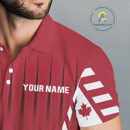 Red and White maple leaf Canadian Men golf polo shirt Custom Patriotic Golf attire For men NQS10185
