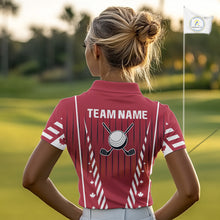 Load image into Gallery viewer, Red and White maple leaf Canadian Women golf polo shirt Custom Patriotic Golf attire For ladies NQS10185