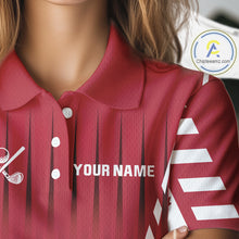Load image into Gallery viewer, Red and White maple leaf Canadian Women golf polo shirt Custom Patriotic Golf attire For ladies NQS10185