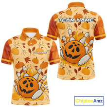 Load image into Gallery viewer, Funny Pumpkin Bowling Ball and pins Bowling Shirts for Men custom Halloween bowling team jerseys NQS10531