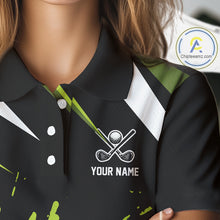 Load image into Gallery viewer, Black and Green Skull Golf polo shirts for Women Custom team golf outfits ladies, cool golf gifts NQS10025