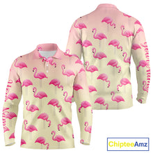 Load image into Gallery viewer, Personalized pink gradient Flamingo pattern Men golf polo shirt Custom golf team theme outfits NQS10324