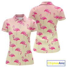 Load image into Gallery viewer, Personalized pink gradient Flamingo pattern Women golf polo shirt Custom golf team theme outfits NQS10324