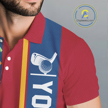 Load image into Gallery viewer, Retro colorful argyle pattern Men golf polo shirt custom Team Golf Outfits for mens | Red NQS10327