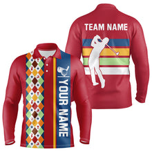 Load image into Gallery viewer, Retro colorful argyle pattern Men golf polo shirt custom Team Golf Outfits for mens | Red NQS10327