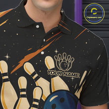Load image into Gallery viewer, Retro Black galaxy Mens Bowling Polo, Quarter Zip shirts custom vintage bowling team league jerseys NQS10547