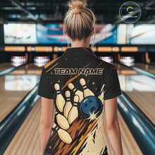 Load image into Gallery viewer, Retro Black galaxy Womens Bowling Polo, Quarter Zip shirts custom vintage bowling team league jerseys NQS10547