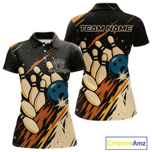 Load image into Gallery viewer, Retro Black galaxy Womens Bowling Polo, Quarter Zip shirts custom vintage bowling team league jerseys NQS10547