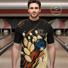 Load image into Gallery viewer, Retro Black galaxy Mens Bowling Polo, Quarter Zip shirts custom vintage bowling team league jerseys NQS10547