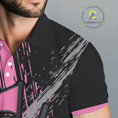 Black and pink ribbon Breast Cancer Awareness golf shirts custom Men golf polo shirts, best golf gift NQS10196