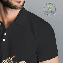Load image into Gallery viewer, Black and Orange Skull Golf polo shirt for men Custom Halloween Mens golf outfit NQS10353
