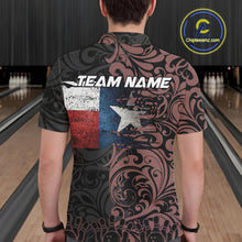 Load image into Gallery viewer, Texas Flag tribal pattern Bowling Polo, 1/4 Zip shirts for men Custom patriotic Team bowling jersey NQS10583