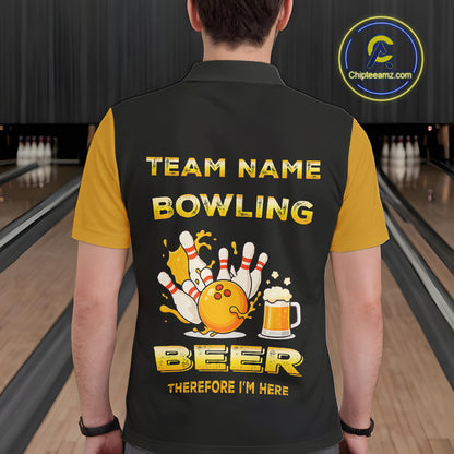 Bowling & Beer therefore i'm here custom funny Bowling shirts for Men, Bowling team apparel NQS10274