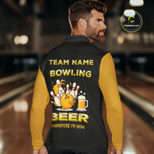 Load image into Gallery viewer, Bowling &amp; Beer therefore i'm here custom funny Bowling shirts for Men, Bowling team apparel NQS10274