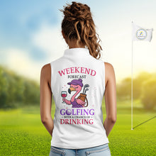 Load image into Gallery viewer, Pink purple glitter argyle pattern Flamingo sleeveless golf polos Custom weekend forecast golf &amp; wine NQS10325