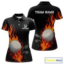 Load image into Gallery viewer, Flame Golf ball black Golf polo shirt for Women Custom ladies golf top, personalized golf gifts NQS10364