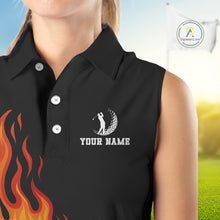 Load image into Gallery viewer, Flame Golf ball black Golf sleeveless polo shirt Custom ladies golf top, personalized golf gifts NQS10364