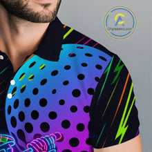 Load image into Gallery viewer, Colorful Neon skull golfer Men golf polo shirt custom golf attire for men, cool golf gifts NQS10098