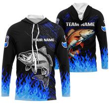 Load image into Gallery viewer, Blue fire Redfish fishing Custom performance long sleeve Red Drum fishing tournament shirts for team NQS9743