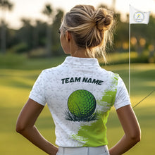 Load image into Gallery viewer, Green and White golf camo Women golf polo shirts custom golf wear for ladies, best golf gifts NQS10170