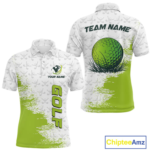 Green and White golf camo Men golf polo shirts custom golf wear for mens, best golf gifts NQS10170