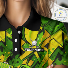 Load image into Gallery viewer, Green and Yellow camo funny golf ball Women golf polo shirts custom team golf outfits for ladies NQS10176
