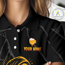 Load image into Gallery viewer, Golf and beer Women golf polo shirt Custom black and gold skull ladies golf attire Halloween outfit NQS10519