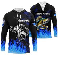 Load image into Gallery viewer, Blue fire Walleye fishing Custom performance long sleeve Walleye fishing tournament shirts for team NQS9085