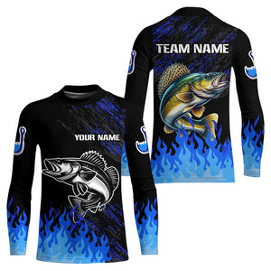 Blue fire Walleye fishing Custom performance long sleeve Walleye fishing tournament shirts for team NQS9085