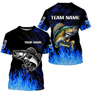 Blue fire Walleye fishing Custom performance long sleeve Walleye fishing tournament shirts for team NQS9085