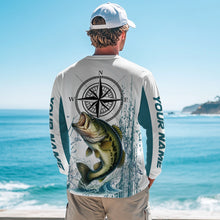 Load image into Gallery viewer, Largemouth Bass fishing compass Custom name sun protection Bass fishing tournament shirts NQS10582