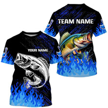 Load image into Gallery viewer, Blue fire Largemouth Bass fishing Custom performance long sleeve fishing tournament shirts for team NQS7736