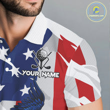 Load image into Gallery viewer, Red, White and Blue American Flag Eagle Mens Golf Polo Shirts Custom Patriotic Golf attire For Men NQS10640