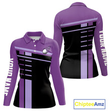 Load image into Gallery viewer, Personalized Black and Purple Women golf polo shirts, Custom Golf Shirts For Team ladies golfers NQS10160